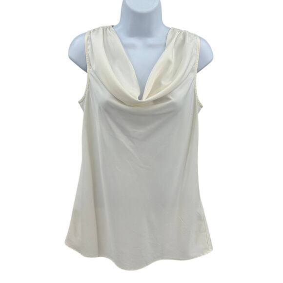 Banana Republic Top WMNS S White Sleeveless Drapey Cowl Neck Classic Fit Blouse - Picture 1 of 8